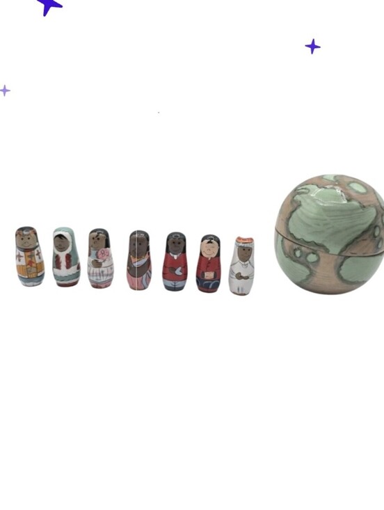 Other - Terrys Village Wood Toy Earth World Globe Russian Doll Matryoshka Handmade